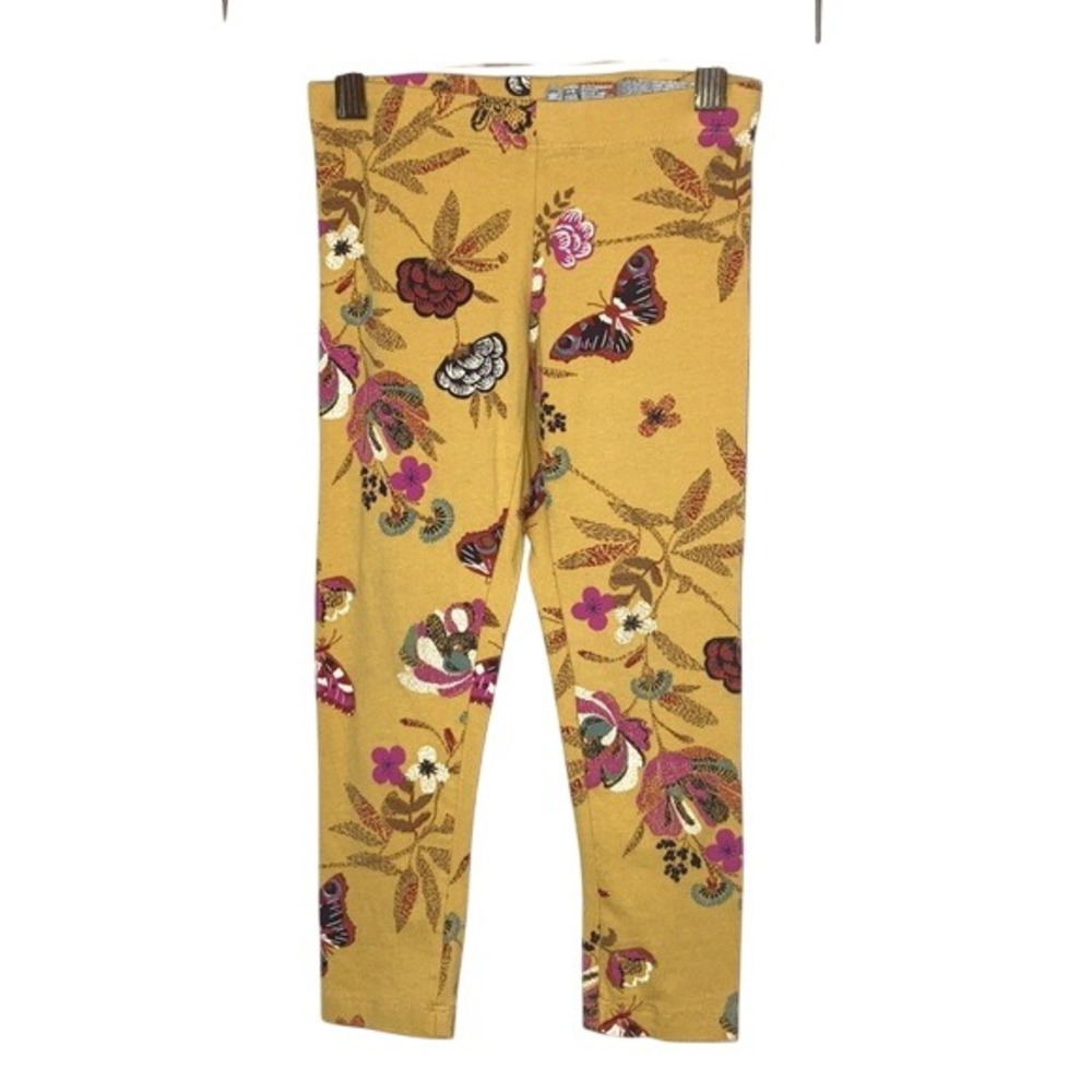 Wonderkids Butterfly Floral Mustard Leggings Girls Size XS 4
